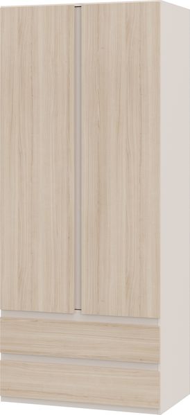 Forte PANOPTIK Kleiderschrank 90, schmaler, moderner Schrank, 2-türig, 2 Schubladen, Schlafzimmer, Jugendzimmer, Kaschmir|Beige|Riva Eiche Holzdekor, 48 cm breit x 210,5 cm hoch x 54,2 cm tief Bild 8