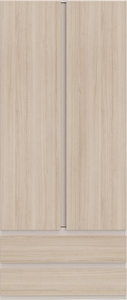 Forte PANOPTIK Kleiderschrank 90, schmaler, moderner Schrank, 2-türig, 2 Schubladen, Schlafzimmer, Jugendzimmer, Kaschmir|Beige|Riva Eiche Holzdekor, 48 cm breit x 210,5 cm hoch x 54,2 cm tief Bild 2