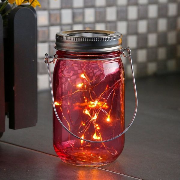 MARELIDA LED Solarleuchte LED Solarglas Windlicht Laterne LED Einmachglas Tischleuchte rosa, LED Classic, warmweiß (2100K bis 3000K)