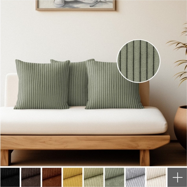 novely® Dekokissen 3er Set Dekokissen PORTO Cord-Optik Kissen Kissenbezug 40x40 cm Füllung, Cord-Optik, Samtige Haptik, Fusselfrei, versteckter Reißverschluss Bild 2