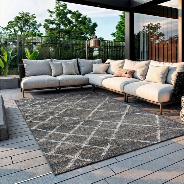 OTTO home Outdoorteppich Sorren, LAGERRÄUMUNG!, rechteckig, Höhe: 8 mm, Rauten Muster, In- und Outdoor geeignet, Terrasse & Balkon