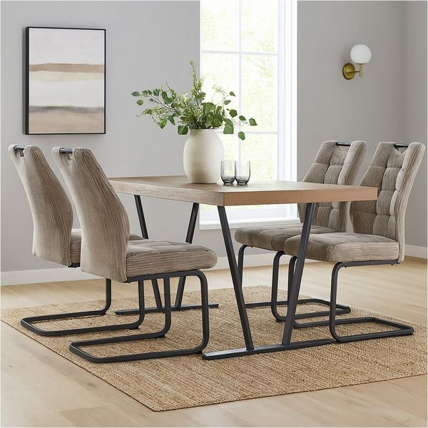 HTI-Living Esszimmerstuhl Modernes 4er Set Schwingstühle Taupe (Set, 4 St), Esszimmerstuhl Freischwinger