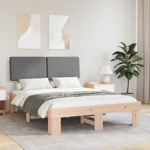 vidaXL Bettgestell mit gepolstertem Kopfteil Hellgrau 140 x 190 cm 877354