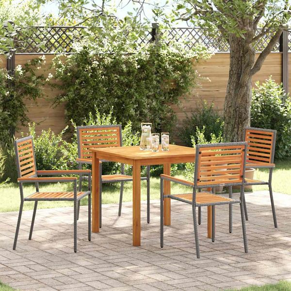 vidaXL Garten Essgruppe 5 pcs Grau Massivholz Akazie 3365515