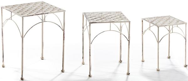 Kobolo Blumenständer Pflanzenständer Dekoständer - 3er Set Antik cream (3 St)