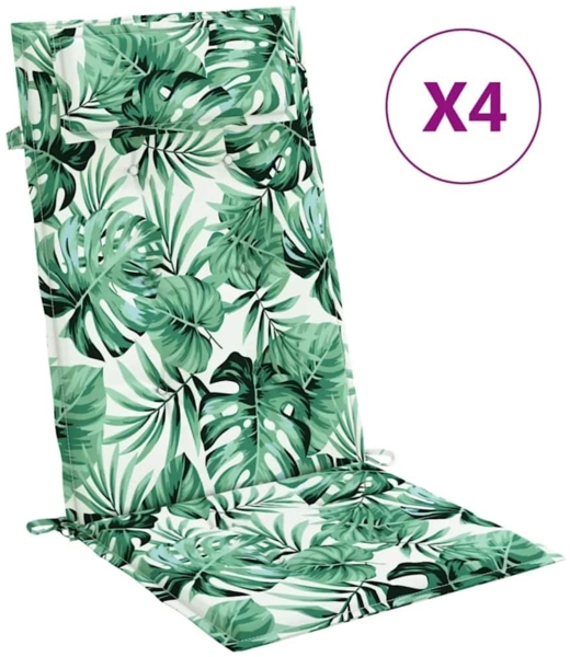 vidaXL Hochlehner-Auflagen 4 Stk. Blattmuster Oxford-Gewebe 361911