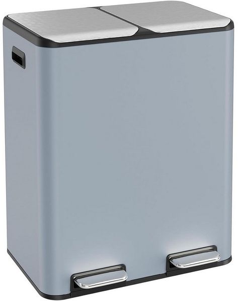 TLGREEN Mülleimer Mülltrennsystem,2 Fächer, 2 x 30 Liter Treteimer mit Geruchsfilter, Metall Mülltrennsystem für Küche Büro