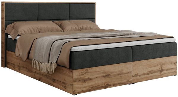 MKS MÖBEL Boxspringbett ALBERO 2 (Packung, Set, Polsterbett, T30-Schaum, Topper T25/Visco, Zwei Bettkästen), Doppelbett, mit Möbelplatten, Multipocket-Matratze, mit Kopfstütze