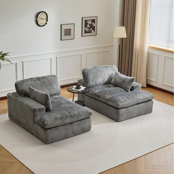 Leawin Loungesofa Sofa mit Bettfunktion 2-Sitzer – Cordsofa Sofas Wohnzimmer, Weicher Cordbezug, großes Schlafsofa, ideal für kleine Räume