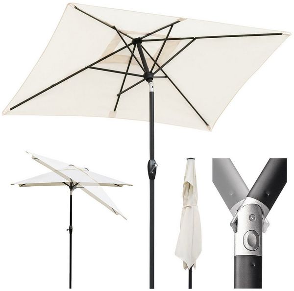 Sekey Sonnenschirm Rechteckige Sonnenschirme Kippbar mit Kurbel Gartenschirm groß, Sonnenschutz UV50+, Gartenschirm Knickbar, für Garten, Terrasse