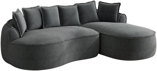 Modulsofa Chenille mit tiefer Chaiselongue & breiten Armlehnen, 252x164x67 cm, grau Bild 5