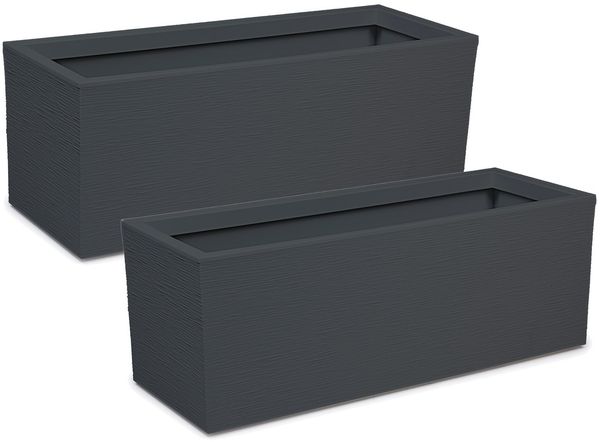 ONDIS24 Blumenkasten Graphit (2 St), 79.5 x 29.5 x 29.5 (H) cm, Pflanzvolumen ca. 57 Liter