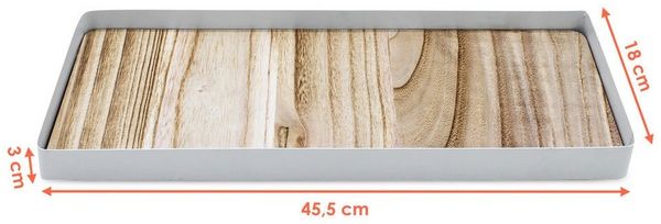 Spetebo Tablett Kerzentablett mit Metall Rahmen und Holz Boden - 45 cm x 18 cm, Metall / Holz, (Anzahl, 1-tlg, Stück), mit Anti Rutschpads