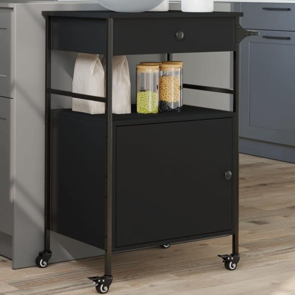 vidaXL Küchenwagen Schwarz 56x43x89,5 cm Holzwerkstoff 842391