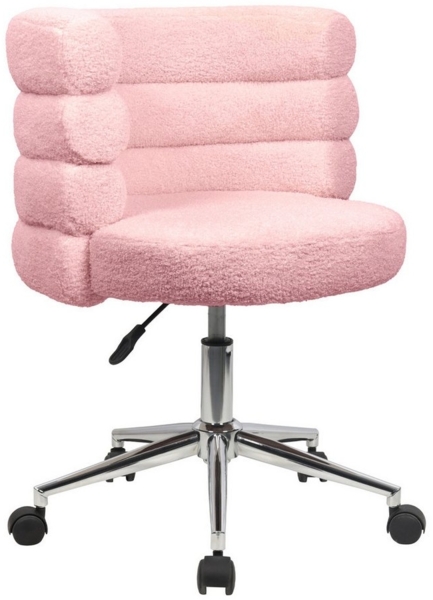 SVITA Schreibtischstuhl CLOUD, Bezug aus Teddyboucle, Drehstuhl, Mit Rollen, Höhenverstellbar, Rosa