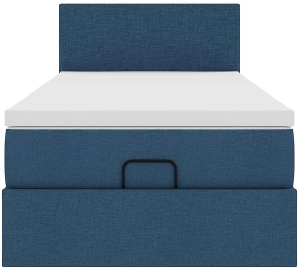 vidaXL Ottomane Bett mit Matratze & LEDs Blau 90x200 cm Stoff 3312200 Bild 8