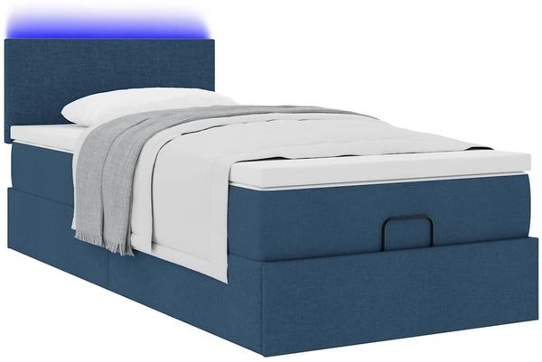 vidaXL Ottomane Bett mit Matratze & LEDs Blau 90x200 cm Stoff 3312200 Bild 6