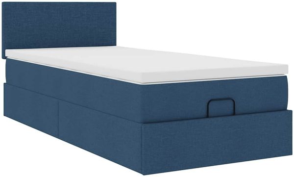 vidaXL Ottomane Bett mit Matratze & LEDs Blau 90x200 cm Stoff 3312200 Bild 7