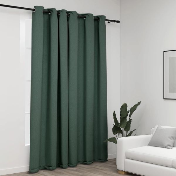 vidaXL Verdunkelungsvorhang mit Ösen Leinenoptik Grün 290x245 cm 321187