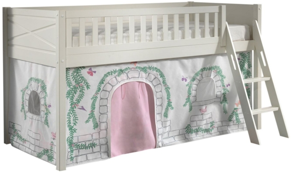 Kinderbett Karyl 208x114x135 Massivholz Weiß Textilset Birdy 1