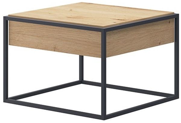 Couchtisch "Emma" Wohnzimmertisch Beistelltisch 60x60 cm artisan eiche schwarz grifflos
