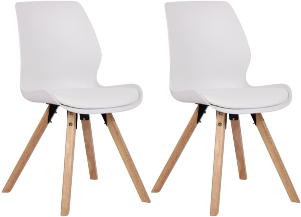 CLP 2er Set Stuhl Luna Kunststoff Stoff Samt Kunstleder,weiß Kunststoff