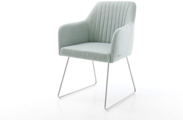 Esszimmerstuhl Greg-Flex Stripes Mint Kufengestell Edelstahl Taschenfederkern