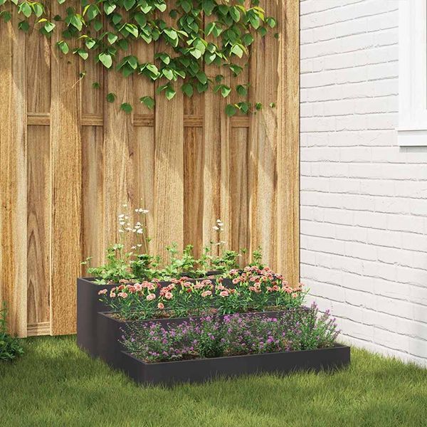 vidaXL Garten-Pflanzgefäß Schwarz 90 x 90 x 35 cm Kaltgewalzter Stahl 865834