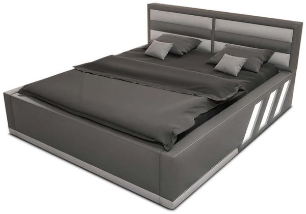Bett Komplettbett Apollonia - grau-weiß - 200x200 cm