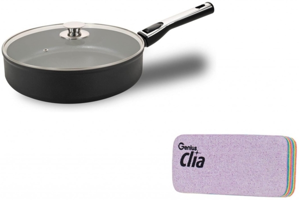 Genius Cerafit Plasma Hochrandpfanne Ø28cm mit Glasdeckel 24691 + Rainbowschwamm
