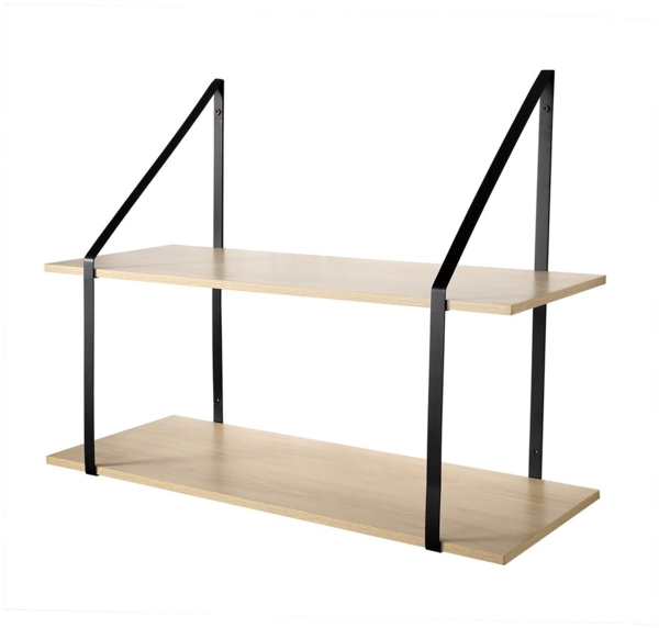 Calicosy Wandregal mit großer Tiefe und 2 Ebenen - P30 cm. - Helles Holz