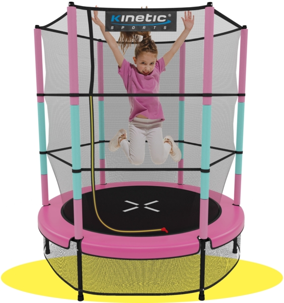 Kinetic Sports Gartentrampolin JUMPER 140, Ø 140 cm, Gummiseil Fun Jumper mit Sicherheitsnetz, Schutzpolster