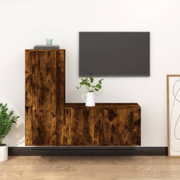 vidaXL 2-tlg. TV-Schrank-Set Räuchereiche Holzwerkstoff 3188731