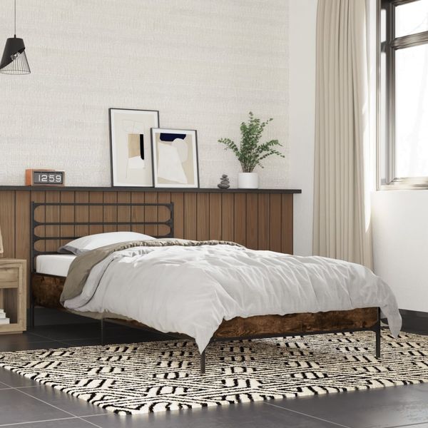 vidaXL Bettgestell Räuchereiche 90x190 cm Holzwerkstoff und Metall 845629