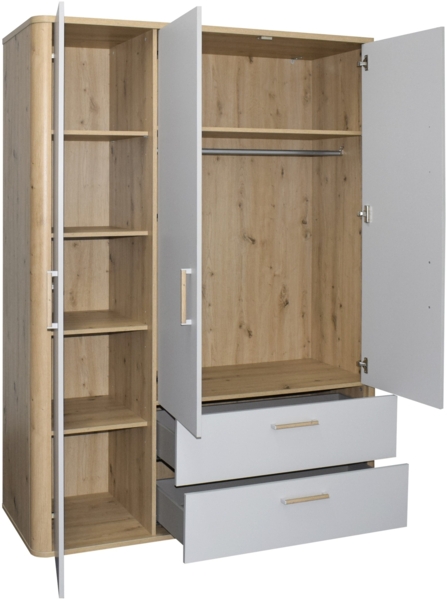 Kleiderschrank >Lilly< (BxHxT: 138x189x51 cm) asteiche / kreidegrau matt lack Bild 4