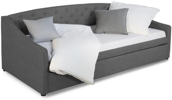 Homestyle4u Schlafsofa mit Bettkasten, Stoff grau, 90 x 200 cm