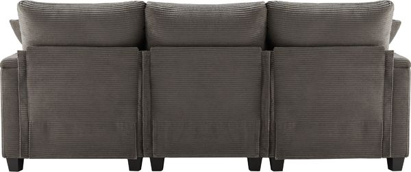 Ecksofa 213,5 x 139 x 87 cm – Sitzfläche 139 x 77 cm, Cord-Stoff, USB-Ladeanschluss, Dunkelgrau Bild 6