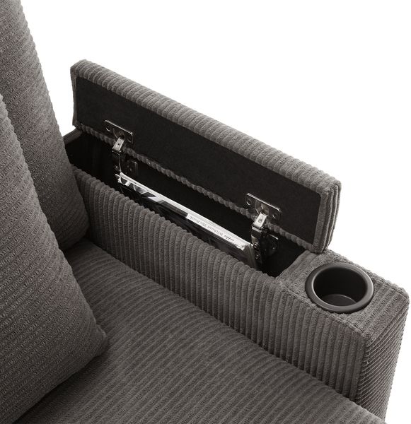 Ecksofa 213,5 x 139 x 87 cm – Sitzfläche 139 x 77 cm, Cord-Stoff, USB-Ladeanschluss, Dunkelgrau Bild 9