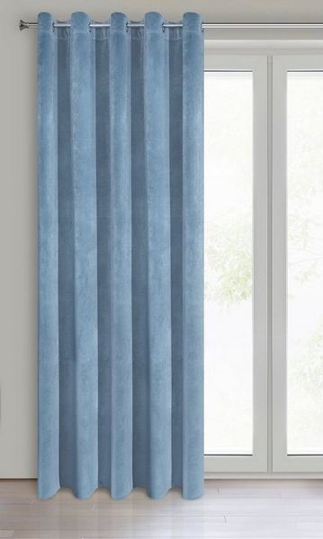 Eurofirany 'VILLA' Vorhang, Samtvorhänge, Velours Blickdicht, Blau, 10 ÖSEN, H250 x B140 cm (1er Pack)