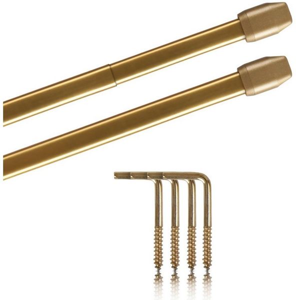 Bestlivings Vitragestange 2er-Pack, Ø 10 mm, 1-läufig, ausziehbar, mit Schraubhaken, verschrauben, Edelstahl, für Küchen- & Bistrogardinen