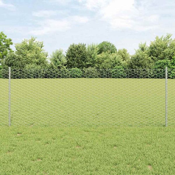 vidaXL Zaun mit Pfosten Silber 3337068