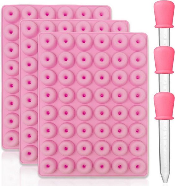 mixed24 Donutform 3x Silikon Mini Donut Backform inkl. Pipette, (6-tlg), Donutform geeignet für Hundeleckerlis, Hundekekse, Süßigkeiten