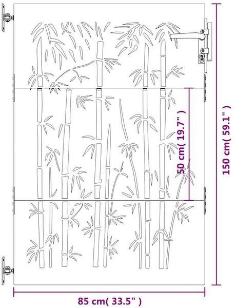 vidaXL Gartentor 85x150 cm Cortenstahl Bambus-Design 153235 Bild 8