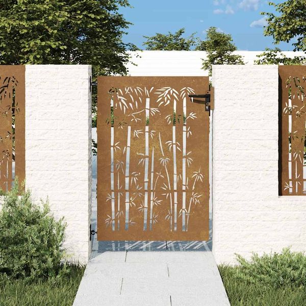 vidaXL Gartentor 85x150 cm Cortenstahl Bambus-Design 153235
