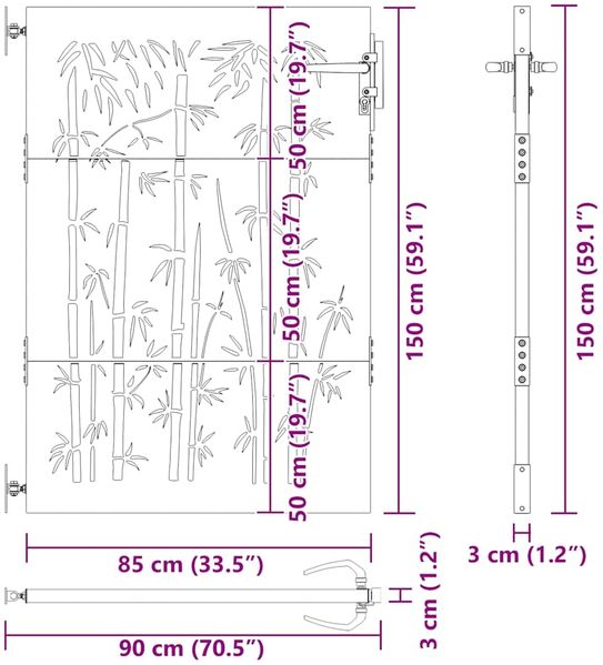 vidaXL Gartentor 85x150 cm Cortenstahl Bambus-Design 153235 Bild 12