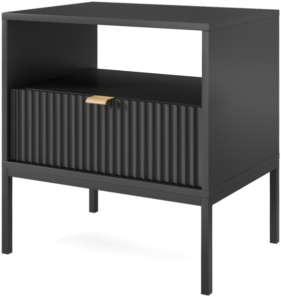 Selsey 'Vellore' Nachttisch mit Schublade, Schwarz, ca. 56 x 54 x 39 cm