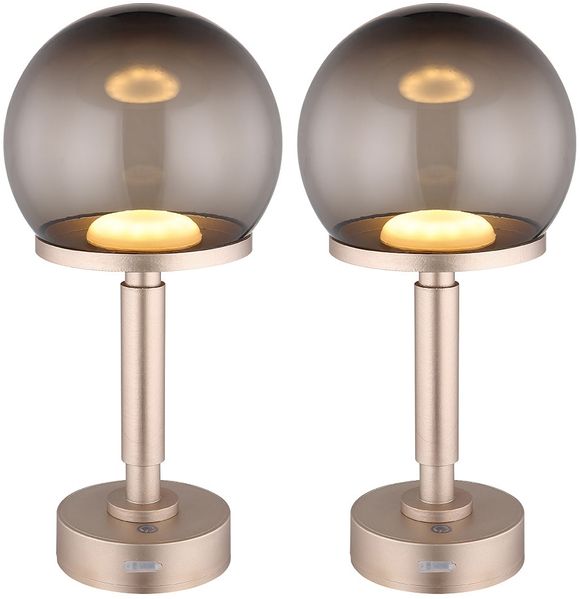 2x LED Tischleuchte, Touchdimmer, USB, AKKU, H 31,5 cm