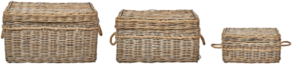 Aufbewahrungsbox mit Deckel Rattan naturfarben 3er Set GERASA