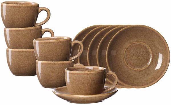 Ritzenhoff & Breker Sahara Kaffeetasse mit Untertasse 6er Set - Hellbraun