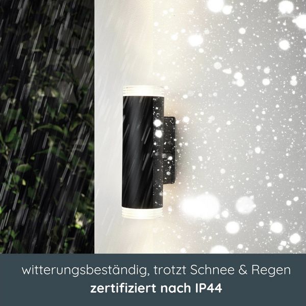 MeLiTec Wandleuchte LED Wand-Außenleuchte 145 & 145-1, schwarz matt oder silber, Up and Down Leuchte für innen und außen, IP44, moderne LED-Wandlampe